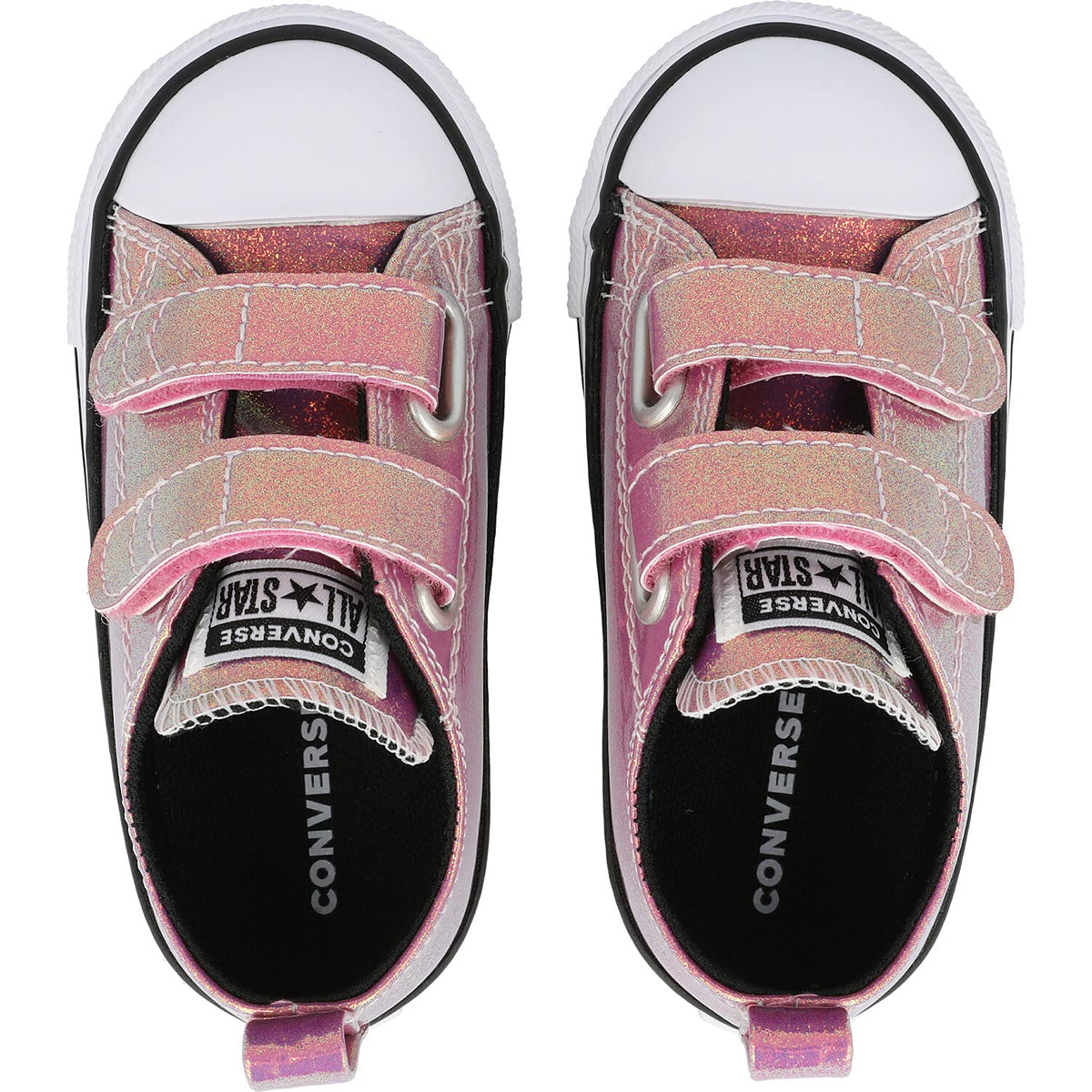 Converse Baby Girl's Chuck Taylor® All Star® 2V Ox - Iridescent Glitter (Infant/Toddler) Magic Flamingo/Black/White 9 Toddler M