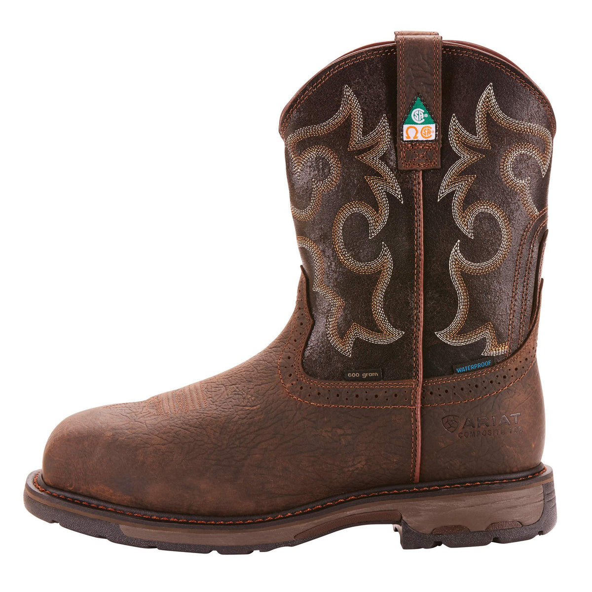 Ariat Work Men's WORKHOG CSA H2O 600G Composite Toe Boot, bruin brown, 7 2E US