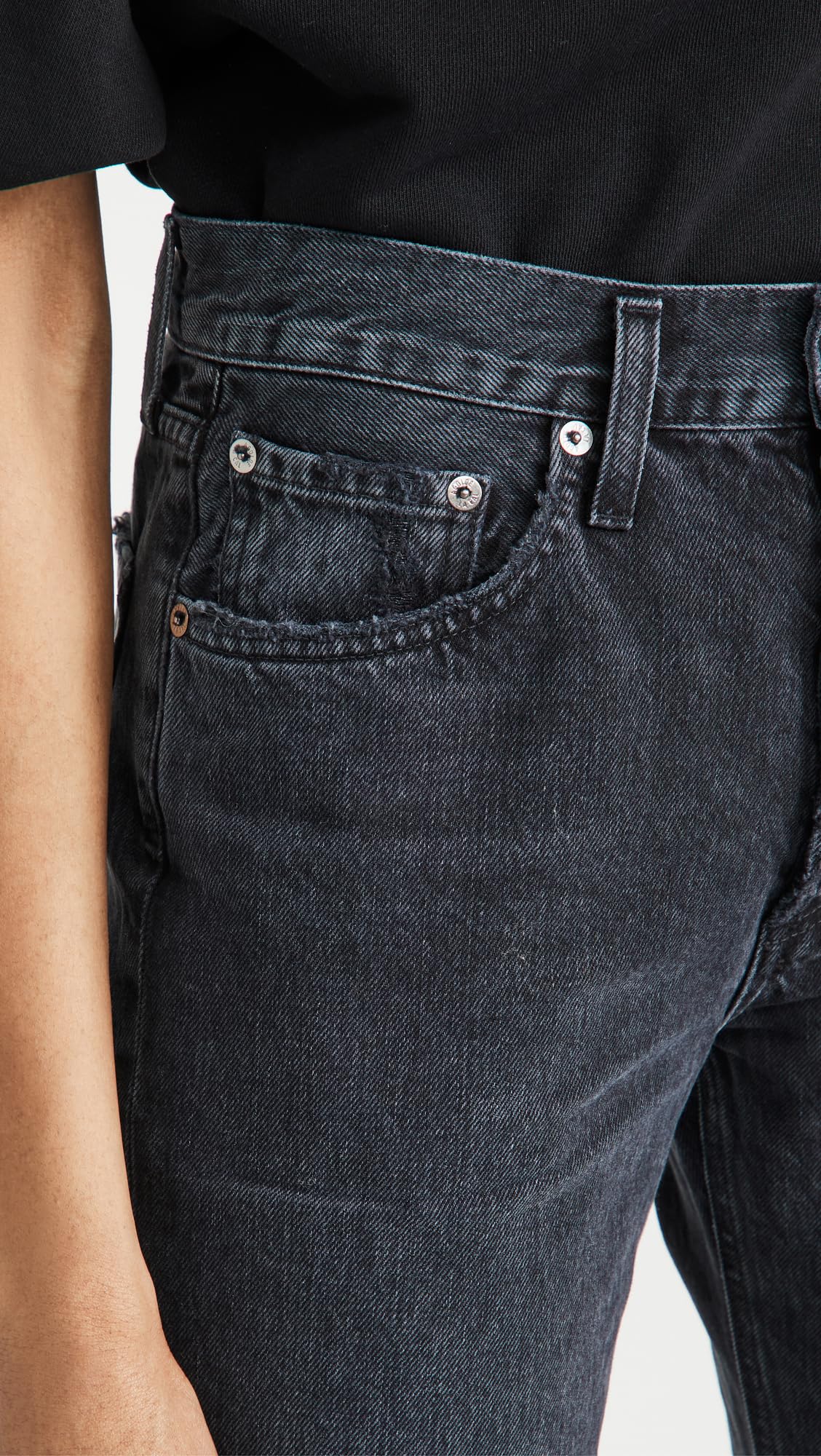 AGOLDE Women's Lana Mid Rise Straight Jeans, Disorder, Black, 25