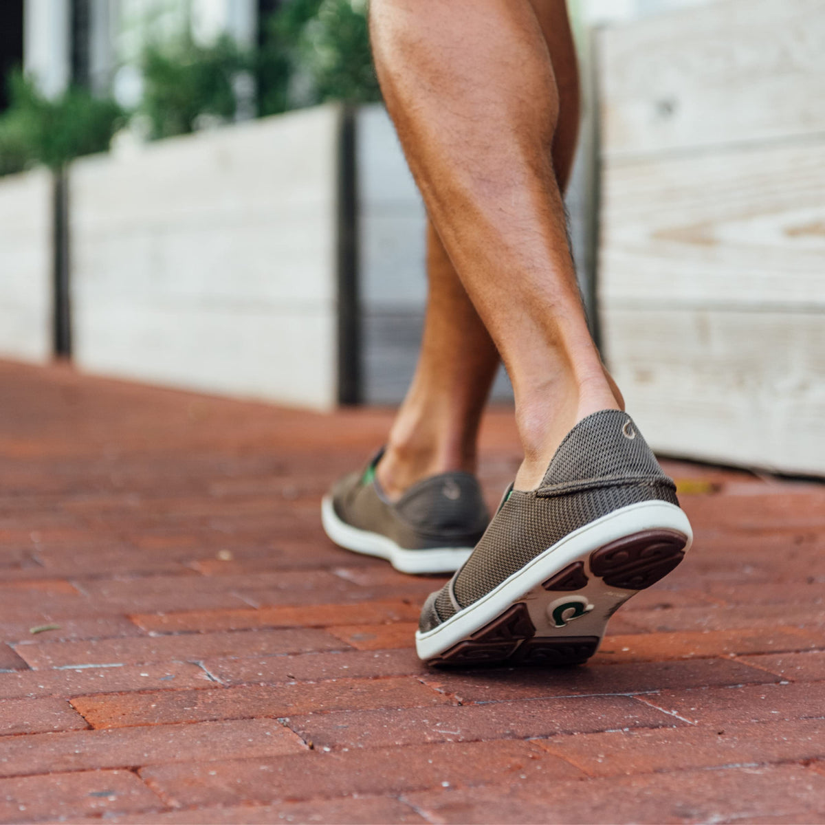 OLUKAI Nohea Mesh Men's Slip On Sneakers, Lightweight & Breathable Shoes for Everyday Wear, All-Weather & Enhanced Traction, Mustang/Lime Peel, 12