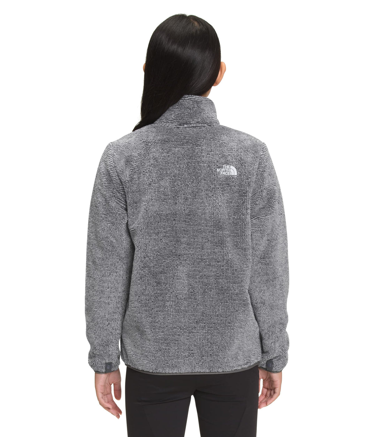 THE NORTH FACE Girls' Suave Oso Fleece Jacket, Meld Grey Stripe, Large