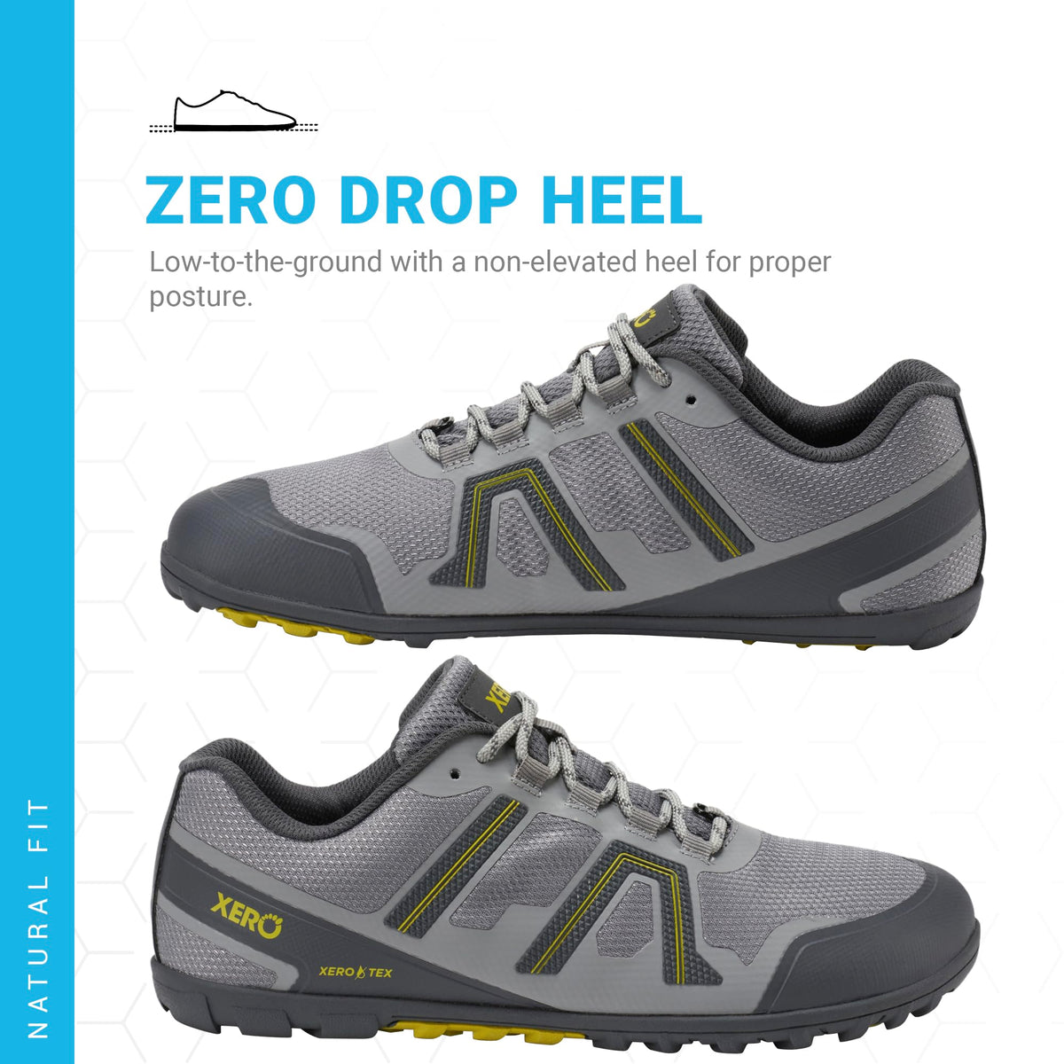 Xero Shoes Men's Mesa Trail Barefoot Waterproof Trail Runner, Steel, 11