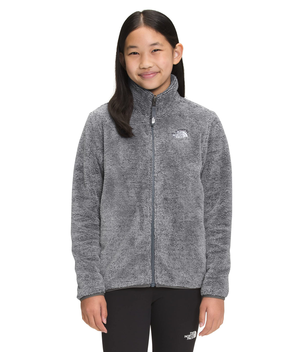 THE NORTH FACE Girls' Suave Oso Fleece Jacket, Meld Grey Stripe, Large