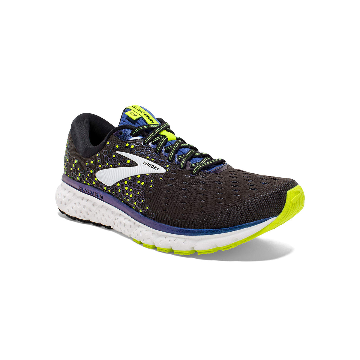 Brooks Mens Glycerin 17 Running Shoe - Black/Blue/Nightlife - 2E - 9.0