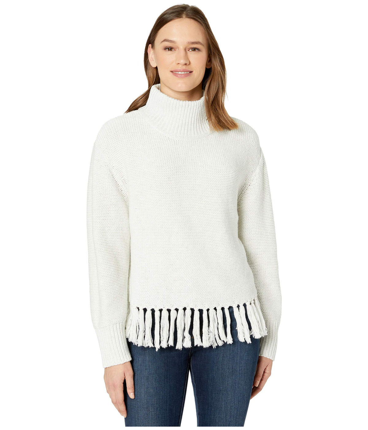 New Balance Women's Balance Fringe Sweater, Sea Salt, Medium