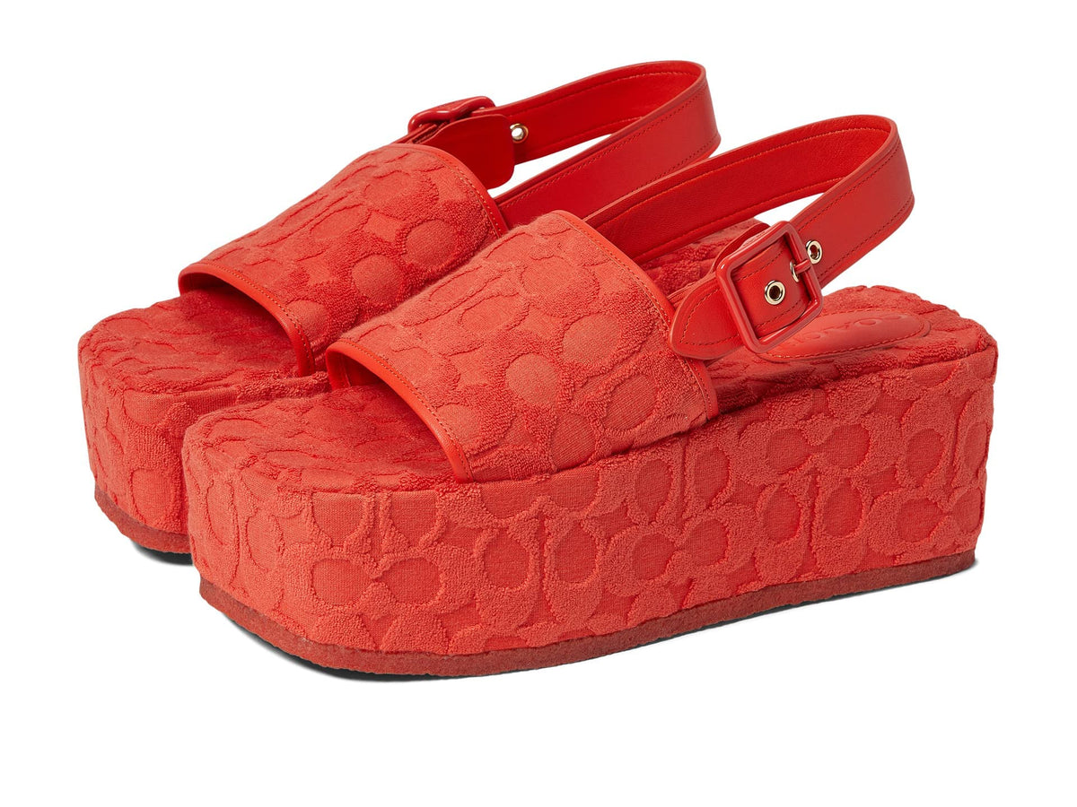 COACH Womens Noelle Terry Cloth Platform Sandals Orange 11 Medium (B,M)