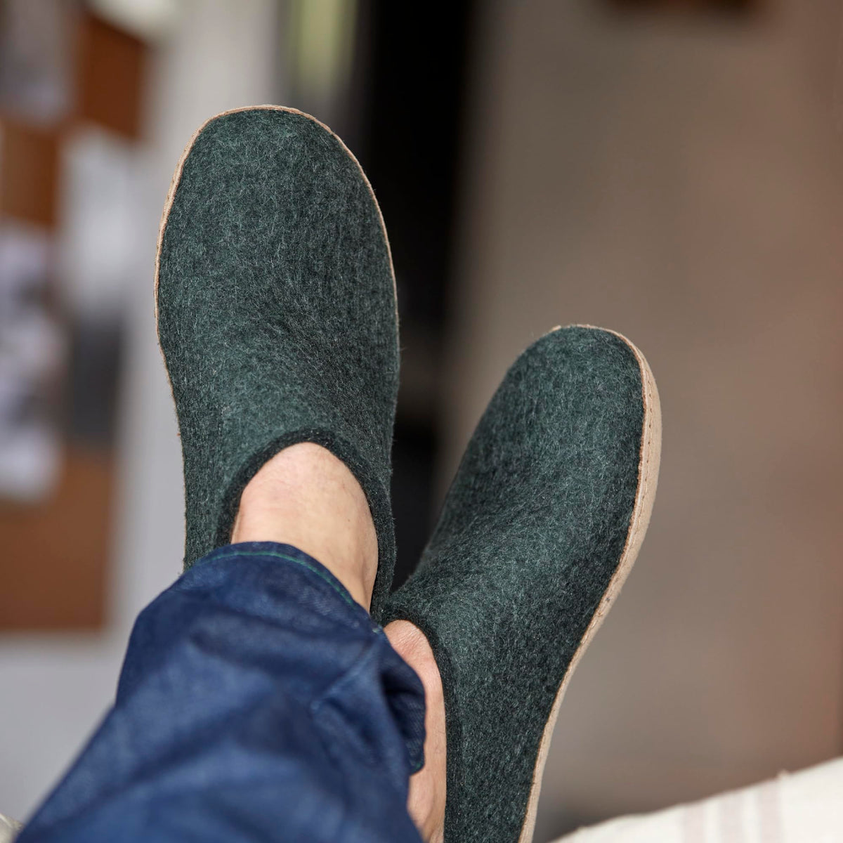 Glerups Wool Shoe Leather Outsole Forest EU 37 (US Women's 6.5-7) Medium