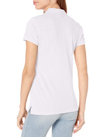 Nautica Women's 5-Button Short Sleeve Breathable 96% cotton 4% spandex Polo Shirt, Bright White, Small
