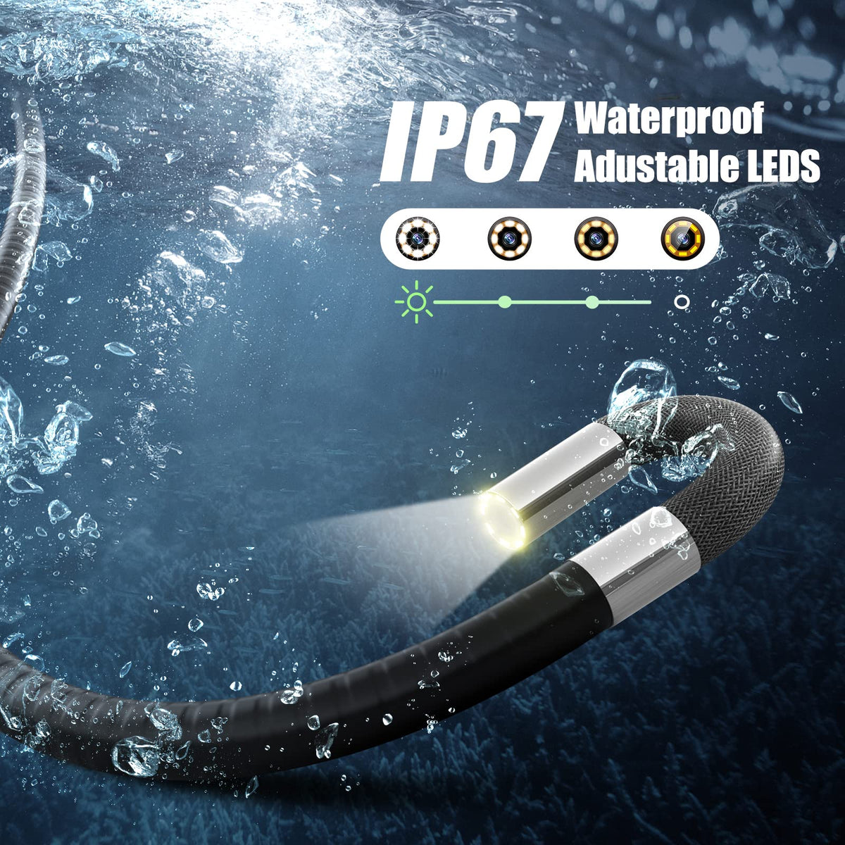 360° Articulating Borescope, Anykit Joystick Articulating Endoscope Inspection Camera with Steerable Probe for Automotive Aircraft Mechanics, Compatible with iPhone and Android (7.6mm/3.3ft)