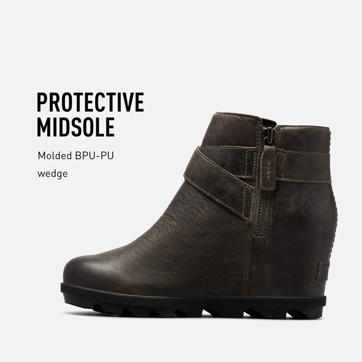 Sorel Women's Joan of Arctic Wedge II Buckle Boot - Light Rain - Waterproof 7.5 Quarry