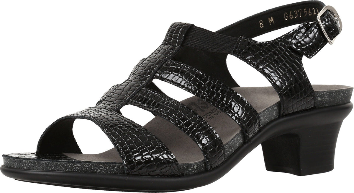 SAS Women's Heeled Sandals 8.5 Wide Black Croc