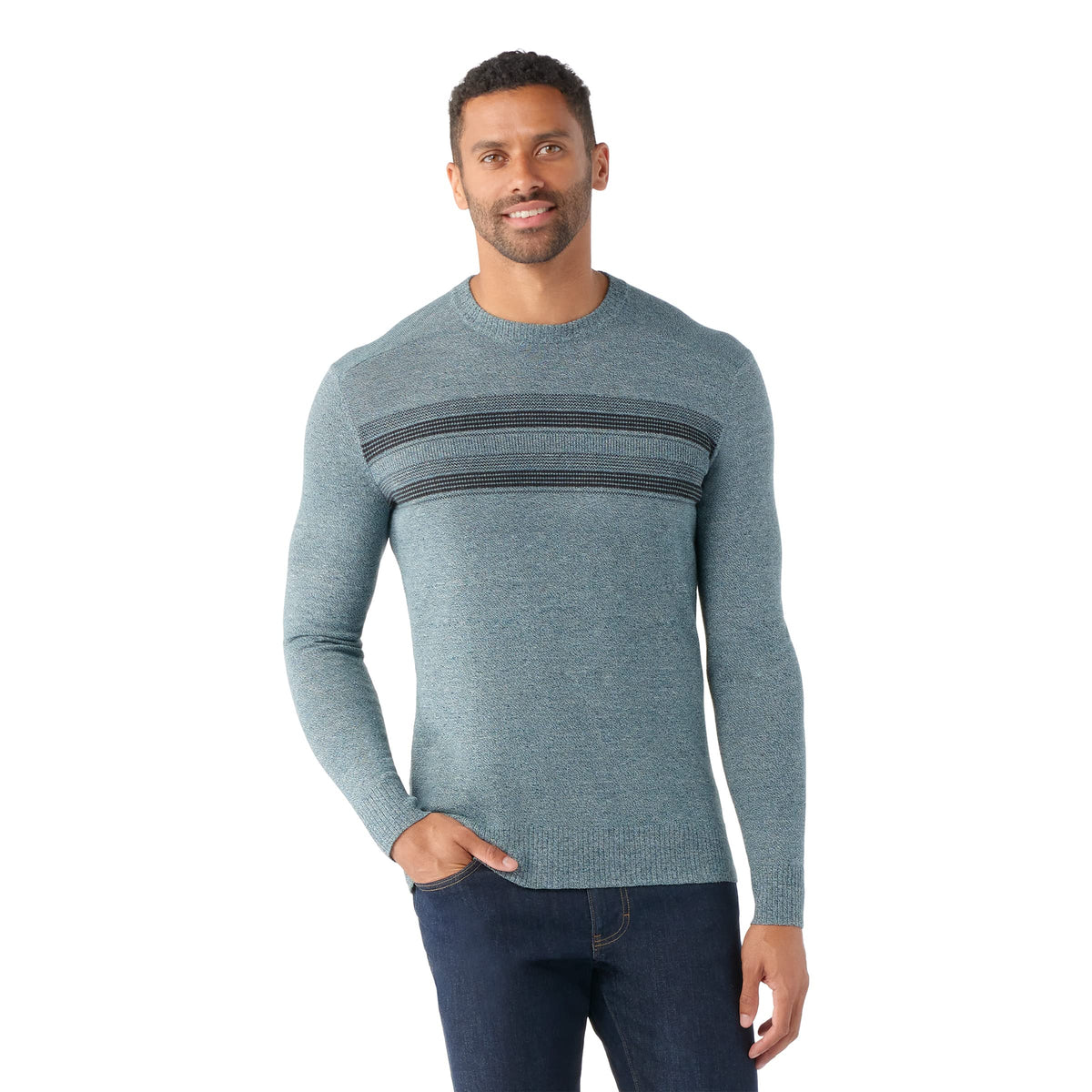 Smartwool Men's Sparwood Stripe Crew Sweater Twilight Blue Marl L