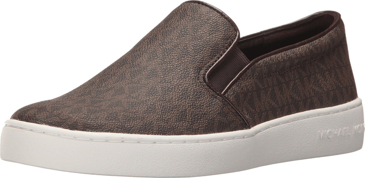 Michael Michael Kors Women's Keaton Slip-On Brown Mini MK Logo Coated Canvas/Suprema Nappa Sport 6 M