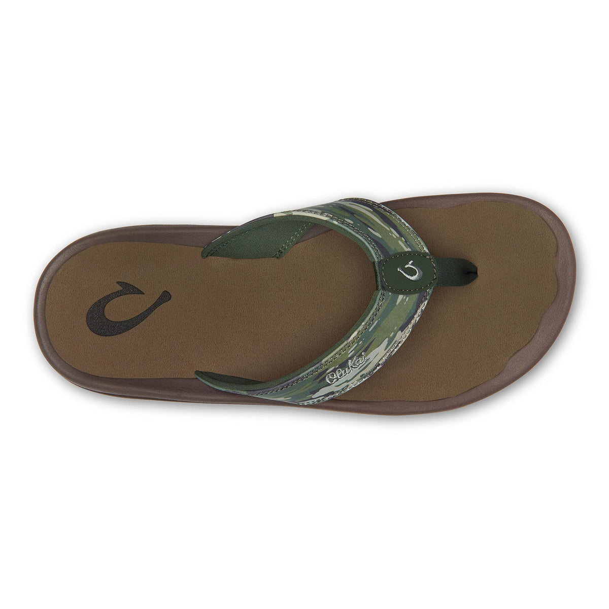 OLUKAI Ohana Pa'i Men's Beach Sandals, Quick-Dry Flip-Flops, Water Resistant & Lightweight, Ultra Comfortable Fit, Husk/Wai Camo, 7