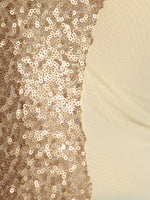 Anna-Kaci Womens Glitzy All Over Sequin Chain Straps Slim Spaghetti Tank Top, Gold, Medium