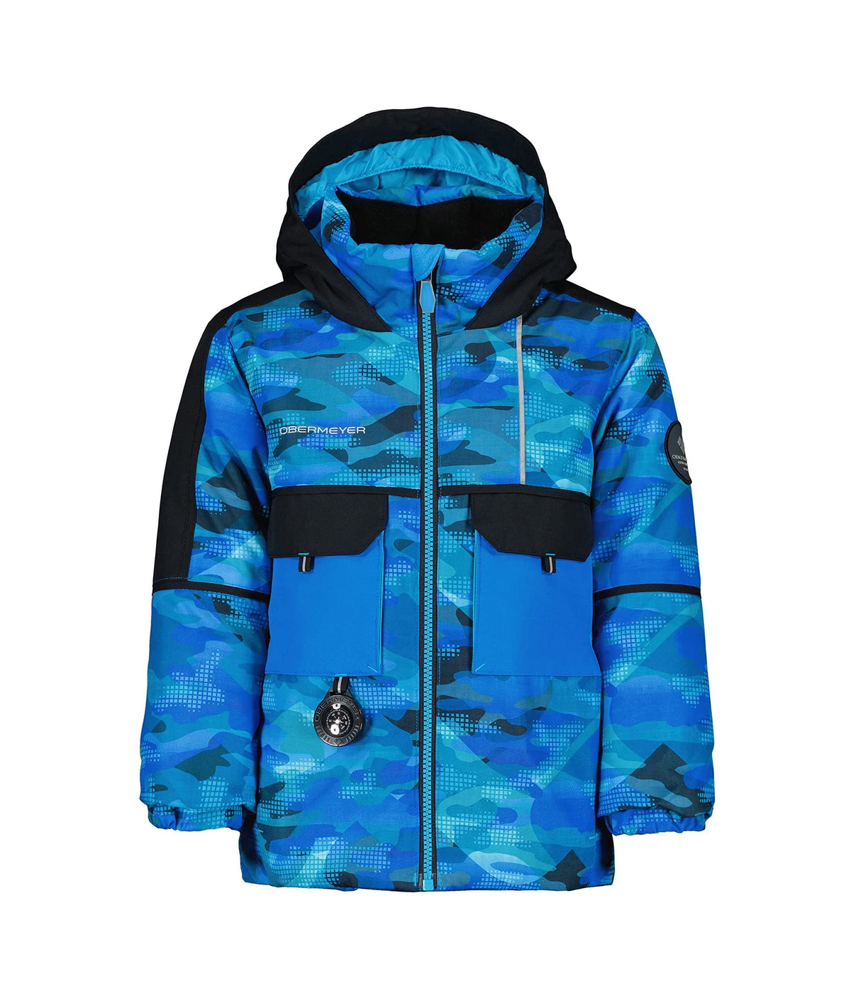 Obermeyer Kids Altair Jacket for Toddlers, Little, and Big Kids - Attached Hood Construction, and Cute Printed Jacket Into The Blues 3T Toddler One Size