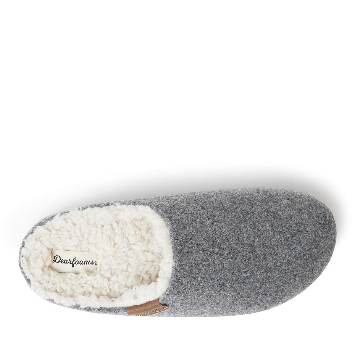 Dearfoams Women's Microwool Molded Footbed Clog Slipper, Grey Heather, Medium