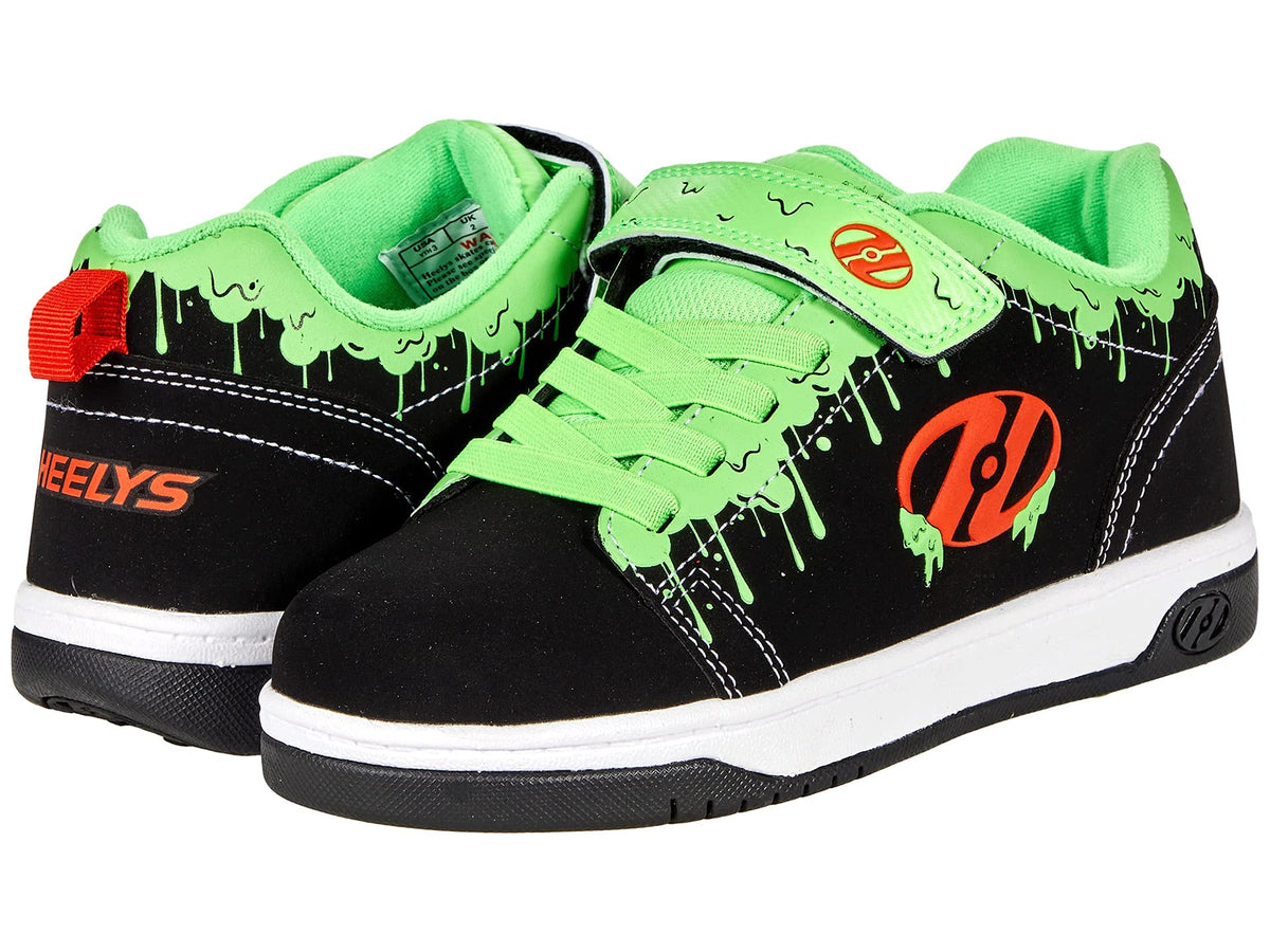 HEELYS Boy's Dual Up x2 (Little Kid/Big Kid) Black/Neon Green/Flame Slime 2 Little Kid M