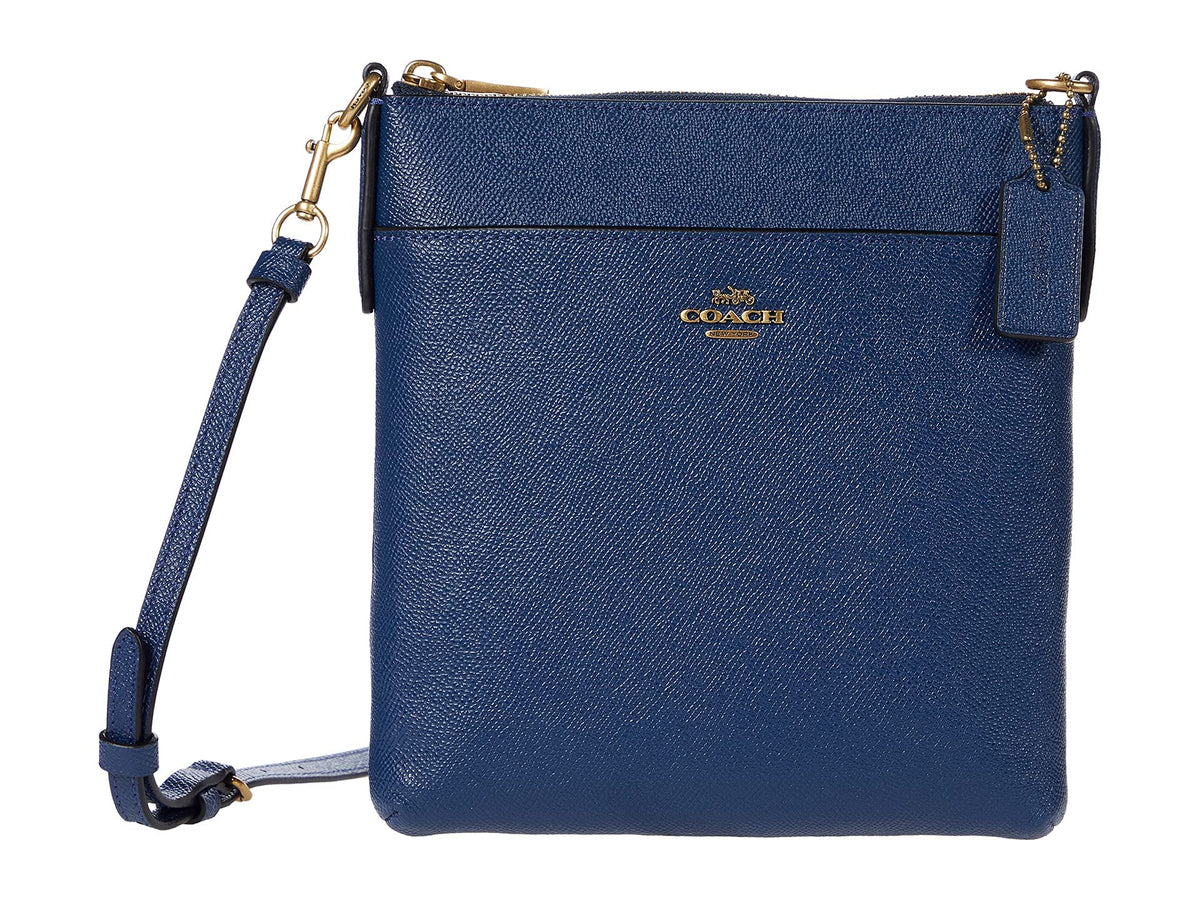 Coach Crossgrain Leather Kitt Brass/Deep Blue One Size
