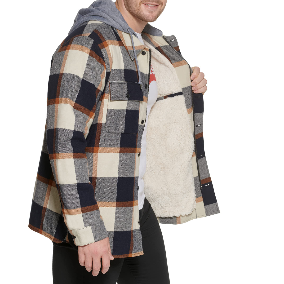 Levi's Men's Sherpa Lined Hooded Shirt Jacket (Regular & Big & Tall Sizes), Skater Plaid, Large