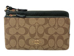 Coach Double Zip Wallet In Signature Coated Canvas (Khaki Amazon Green) Style No. C5576