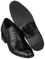 CALTO Men's Invisible Height Increasing Elevator Shoes - Black Premium Leather Lace-up Formal Oxfords - 3 Inches Taller - Y1004 - Size 7 D(M) US