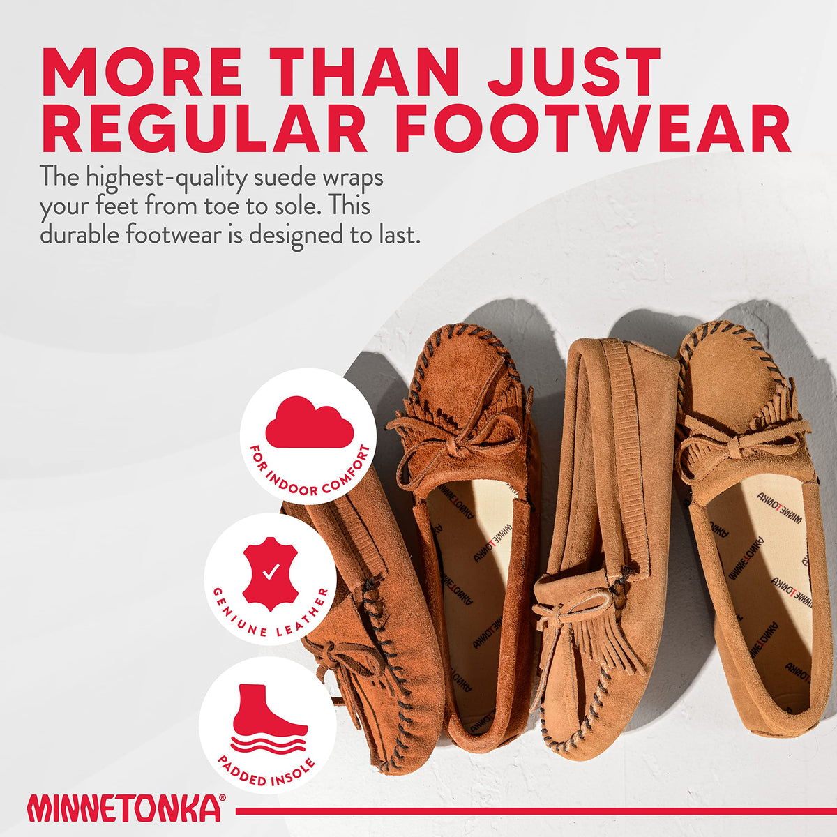 Minnetonka Women's Kilty Suede Soft Leather Sole Moccasin,Brown,9 M US