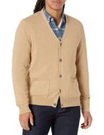 Amazon Essentials Men's Cotton Cardigan Sweater, Camel Heather, Medium