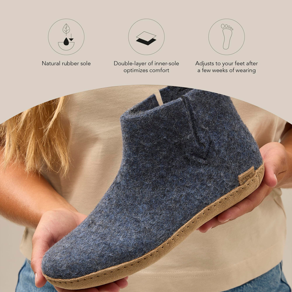 GLERUPS Boot Slippers Women and Men with Leather Sole | Unisex Wool Slipper Boots with Leather Sole | Comfy Men's and Women's Slipper Boots | Cozy Gents and Ladies Boot Slippers