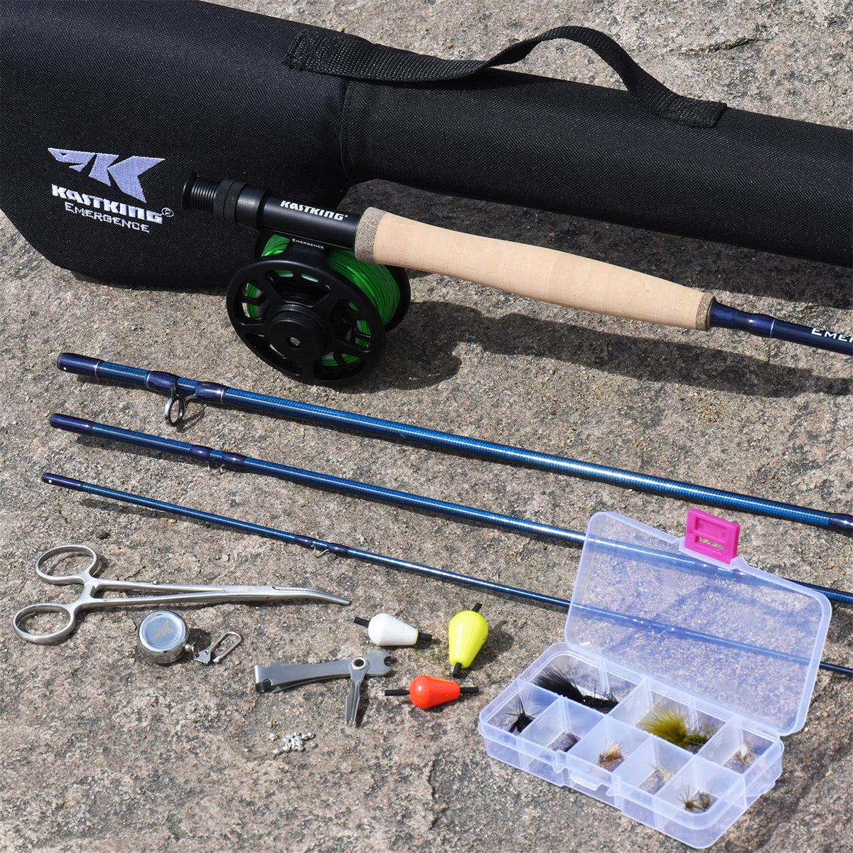 KastKing Emergence Fly Fishing Combo,4 Wt,8ft 6in, Half Handle ,Rod (8+1),3 or 4 Reel