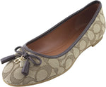 COACH Women's Bennie Signature Jacqueline Ballet Flat Shoes 9 B US Women in Khaki/Ruby Osh, Style FG2708