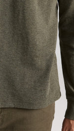 FRAME Men's Duo Fold Long Sleeve Crew, Heather Olive Green, L