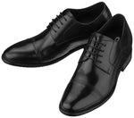 CALTO Men's Invisible Height Increasing Elevator Shoes - Black Premium Leather Lace-up Formal Oxfords - 3 Inches Taller - Y1004 - Size 7 D(M) US