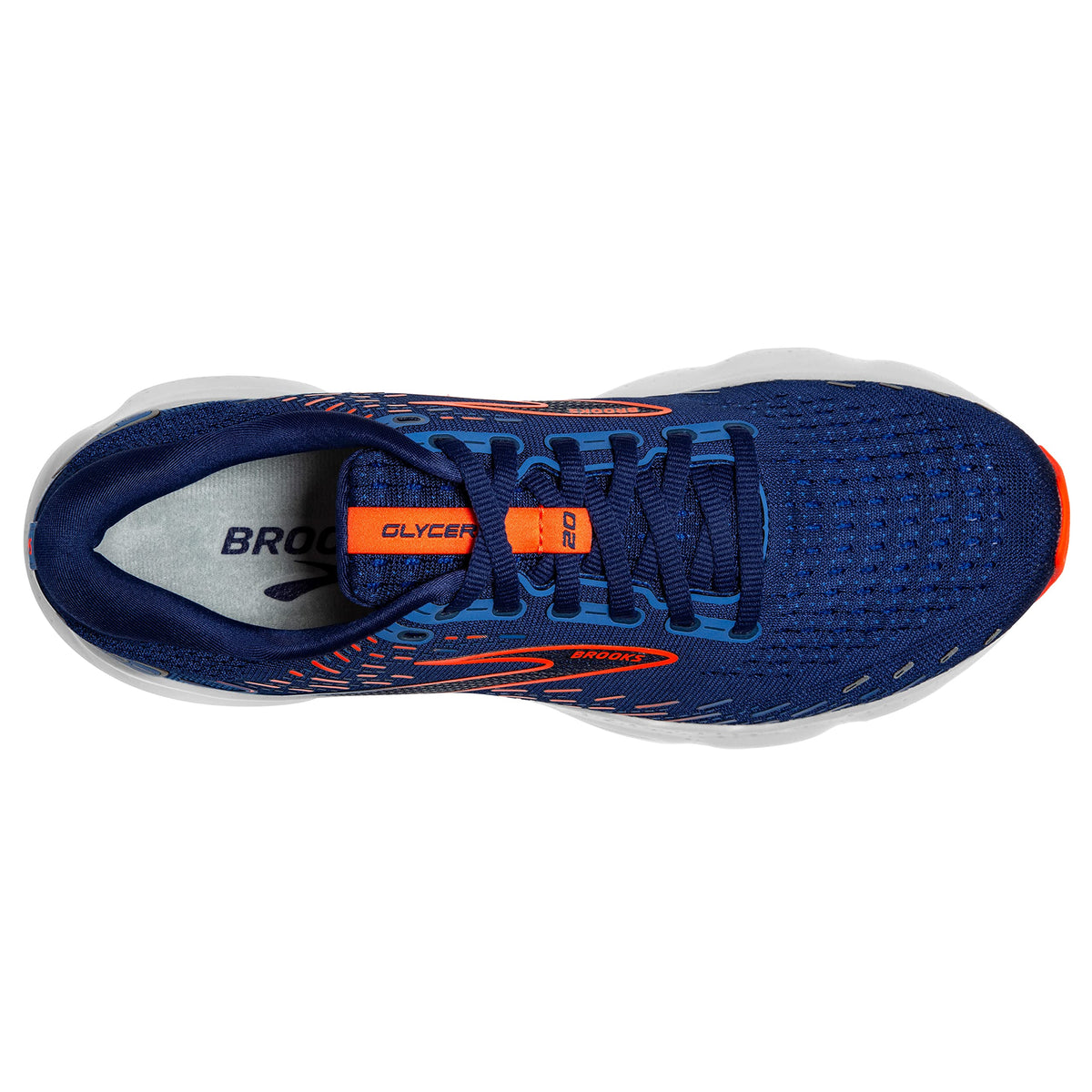 Brooks Men's Glycerin 20 Neutral Running Shoe - Blue Depths/Palace Blue/Orange - 15 Wide
