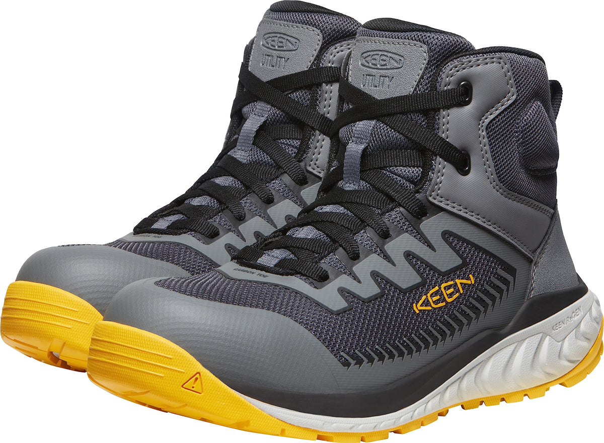 KEEN Utility Men's Arvada Mid Height Composite Toe Breathable Industrial Work Sneaker 14 Wide Black/Keen Yellow