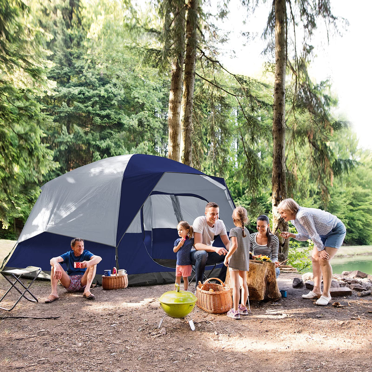 Forceatt 6 Person Tent, Waterproof and Ventilated Camping Tent for 4 Seasons, Dome Cabin Tent with Storage Bag, The Tent has a Large Space for Family Gatherings, Hikingand and Outdoors Activities.