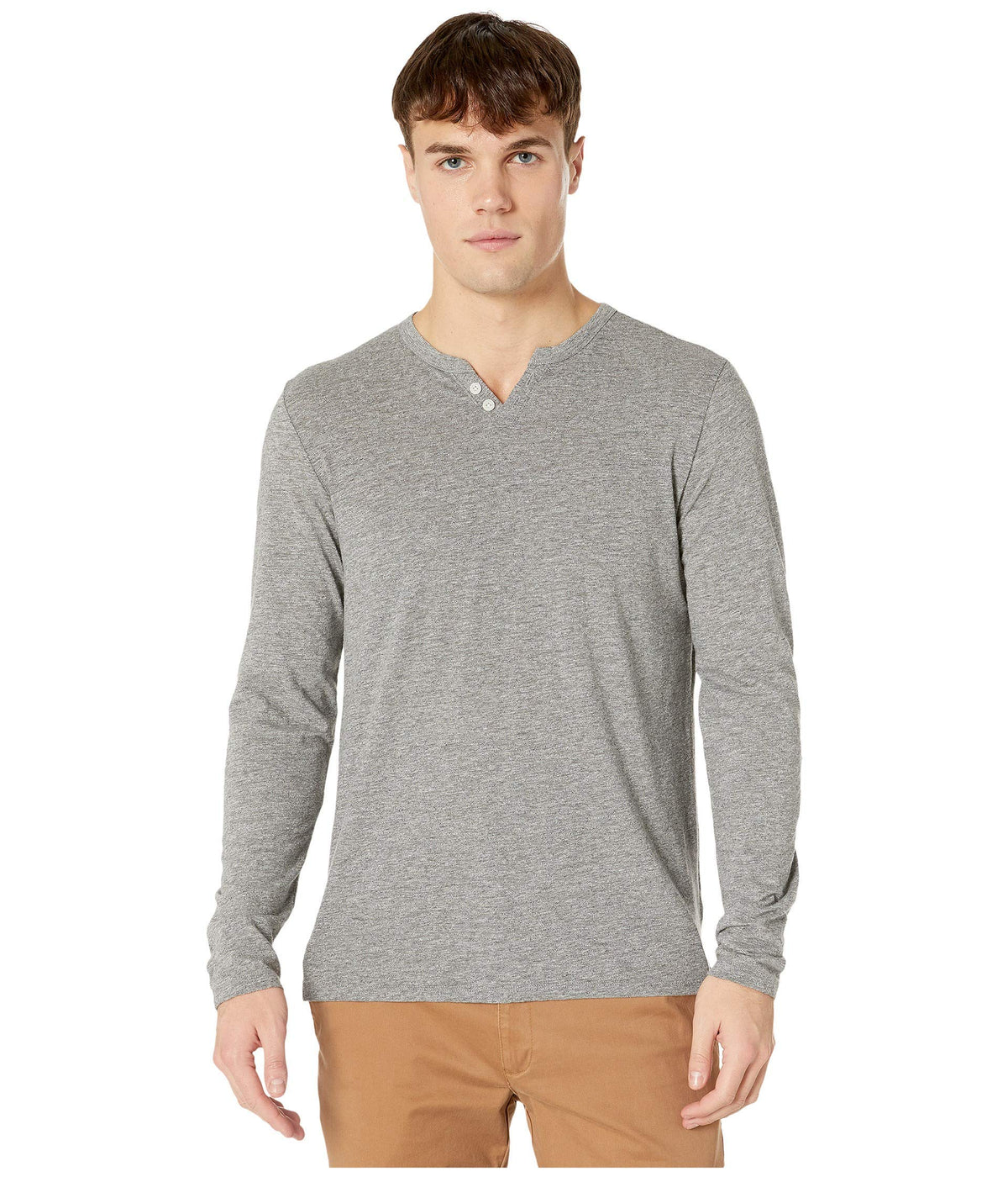 Joe's Jeans Wintz Long Sleeve Slub Henley Heather Grey 2XL