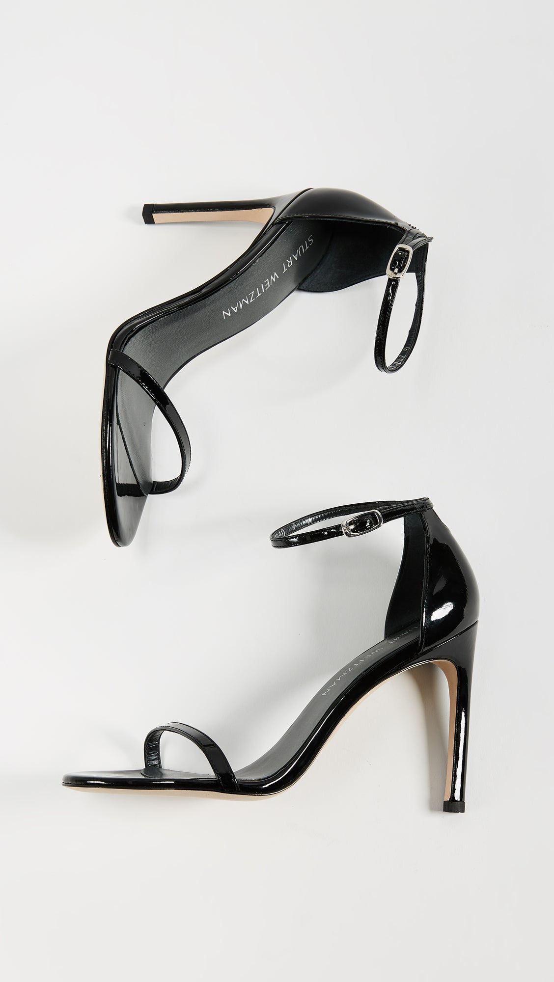 Stuart Weitzman Nudistsong Ankle Strap Sandal Black Patent Leather 11 N