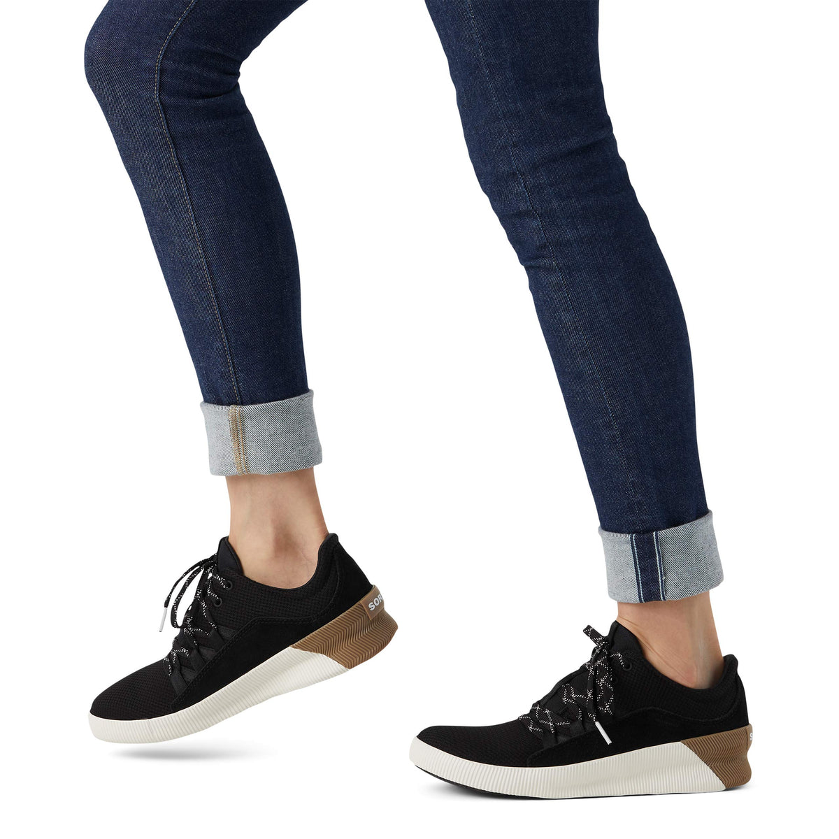 Sorel Women's Out 'N About III Plus Lace Sneaker — Waterproof Suede Sneakers 10 Black