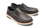 OLUKAI Kalia Men's Leather Slip-On, Full-Grain Waxed Nubuck Leather Shoes, Lightweight & Comfortable, Ash/Ash, 8.5