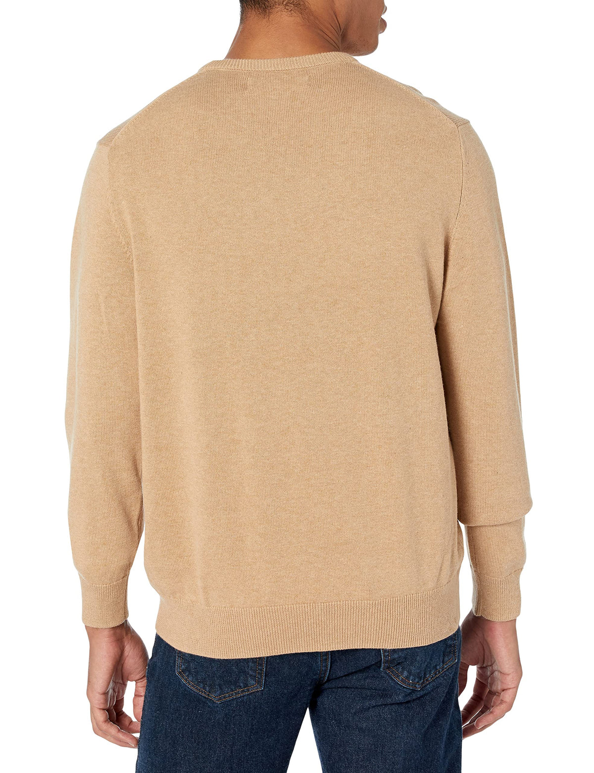 Amazon Essentials Men's Long-Sleeve Crewneck Sweater, 100% Cotton, Big & Tall Options Available, Camel Heather, XX-Large