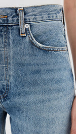 AGOLDE Women's 90's Pinch Waist High Rise Straight Jeans, Navigate, Blue, 25