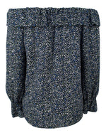 Women's Floral Print Off-The-Shoulder Ruffle Top-B-S