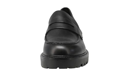 Vagabond Womens Kenova Smooth Black Leather Chunky Sole Loafers - Black - 10