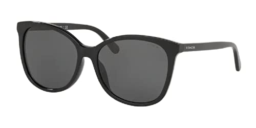 Coach HC8271U 500287 57MM Black/Dark Grey Square Sunglasses for Women + BUNDLE with Designer iWear Eyewear Kit