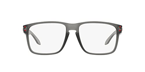 Oakley Men's Ox8100f Holbrook Rx Low Bridge Fit Square Prescription Eyewear Frames, Satin Grey Smoke/Demo Lens, 56 mm