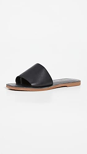 Madewell The Boardwalk Post Slide Sandal in Leather True Black 7.5 M