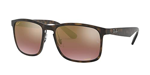 Ray-Ban Men's RB4264 Chromance Square Sunglasses, Matte Havana/Polarized Purple Mirrored Gold Gradient, 58 mm + 0