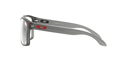Oakley Men's Ox8100f Holbrook Rx Low Bridge Fit Square Prescription Eyewear Frames, Satin Grey Smoke/Demo Lens, 56 mm