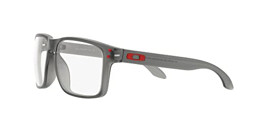 Oakley Men's Ox8100f Holbrook Rx Low Bridge Fit Square Prescription Eyewear Frames, Satin Grey Smoke/Demo Lens, 56 mm
